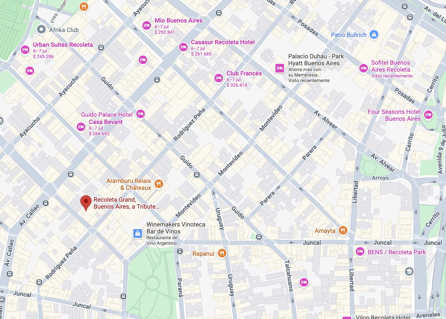 Grand Hotel Recoleta ubicación